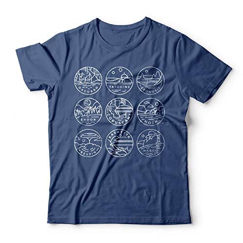Camiseta Star Wars Planetas, Studio Geek, Adulto Unissex, Azul, 2P