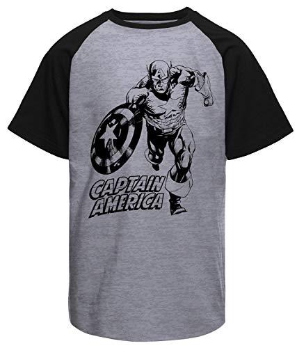 Camiseta masculina Capitão América mescla e preta raglan Live Comics tamanho:P;cor:Cinza