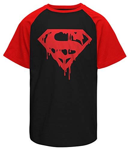 Camiseta masculina raglan Death of Superman Super Homem raglan vermelha e preta Live Comics tamanho:XG;cor:Preto