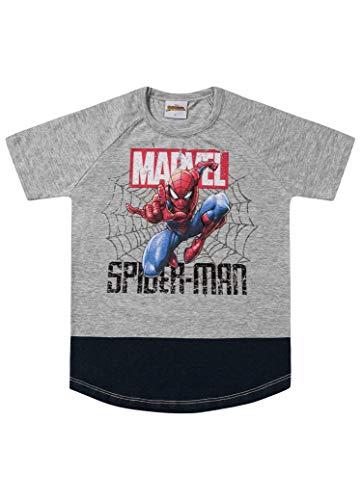 Camiseta Meia Malha Spider-Man, Fakini, Meninos, Cinza Mescla, 10