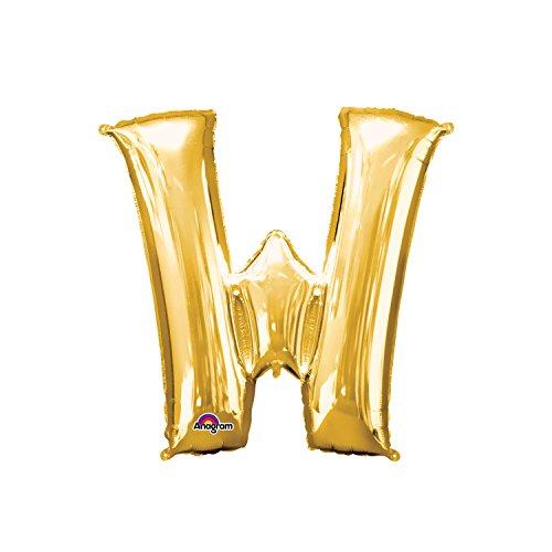Regina 106491.6, Balão Metalizado Super Shape Letra W Pack, Dourado
