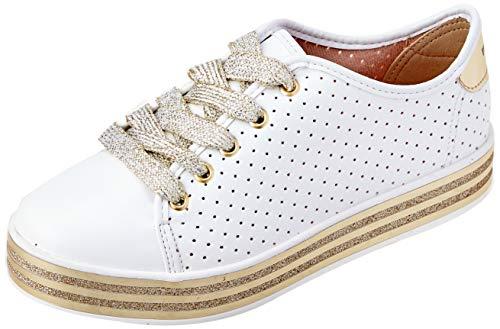 Sapato Casual Np Turim, Molekinha, Meninas, Branco/Dourado, 30