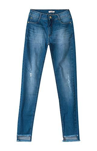 Calça Jeans Skinny, Carinhoso, Feminina, Azul Escuro, 44