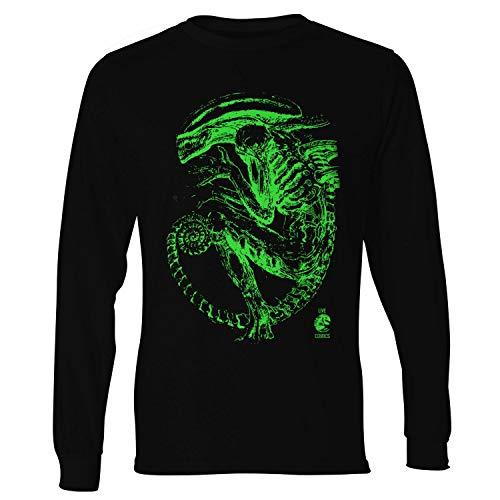 Camiseta manga longa Masculina preta Alien Oitavo Passageiro tamanho:G;cor:preto