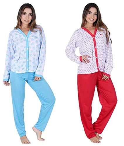 Kit 2 Pijamas Longos + 2 Sutiãs Amamentação + 3 Calcinhas Cos Alto - G