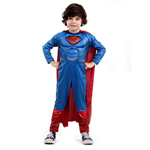 Fantasia Super Homem Luxo Infantil 20891-P Sulamericana Fantasias Azul/Vermelho P 3/4 Anos