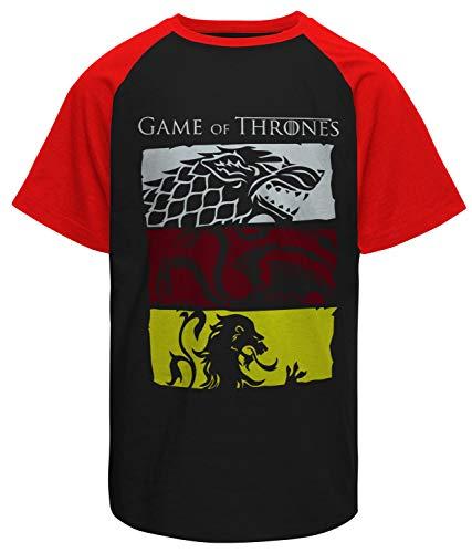 Camiseta masculina raglan Game of Thrones Stark Lennister Targaryen tamanho:G;cor:Preto