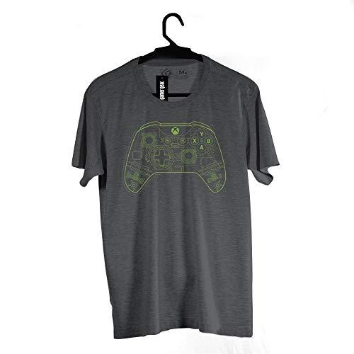 Camiseta Controle, Xbox, Adulto Unissex, Cinza Escuro, 2G
