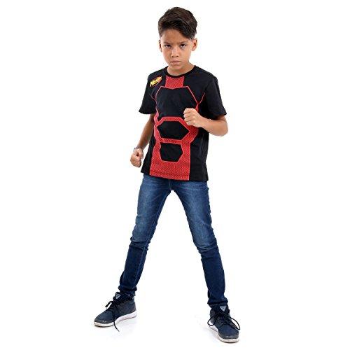 Camiseta Nerf Luxo Infantil Sulamericana Fantasias Preto/Vermelho G 10/12 Anos