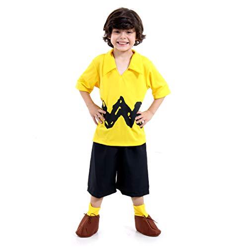 Fantasia Charlie Brown Infantil Sulamericana Fantasias Amarelo/Preto M 6 Anos