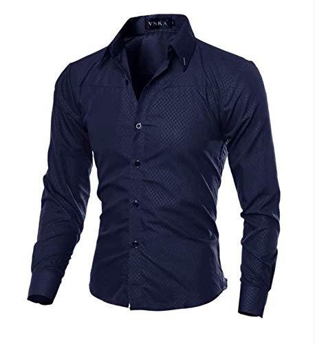 Camisa Social Masculina Slim Fit Infinity Azul aço (GG)