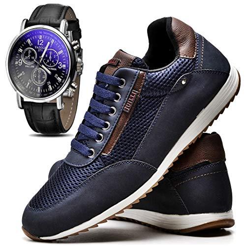 Sapatênis Sapato Casual Masculino Com Relógio JUILLI R1100DB Tamanho:36;cor:Azul;gênero:Masculino