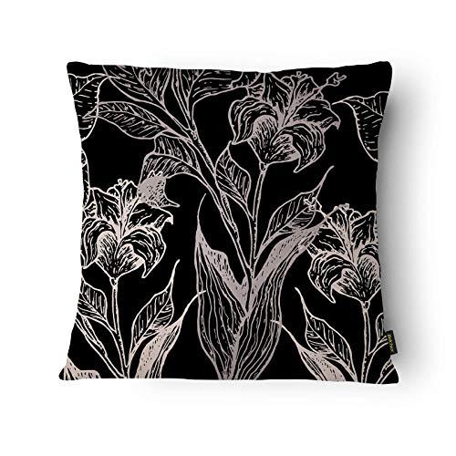 Capa de Almofada Floral Belchior Uniq Silk Home Preto/Rosê 50 X 50 Cm, Silk Home