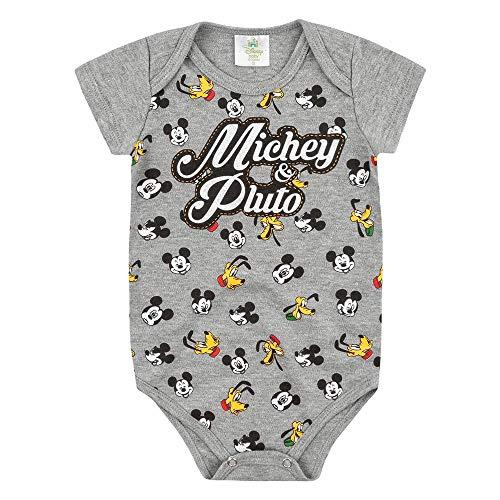 Body Manga Curta Mickey & Pluto, Baby Marlan, Bebê Menino, Mescla Stone, MB