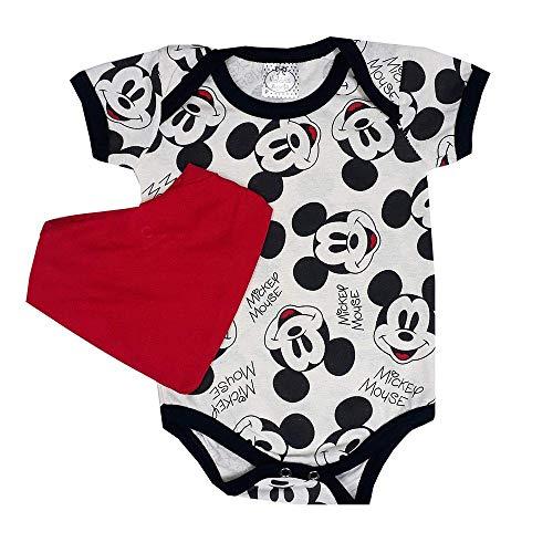 Body Bebê Mickey + Bandana Vermelha Estampado P