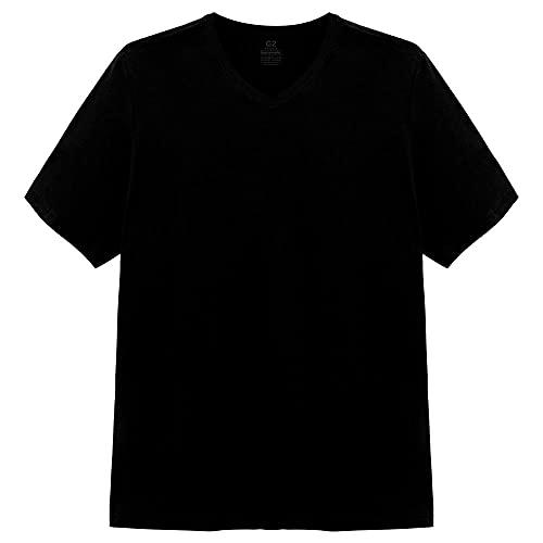 Camiseta Gola V Super Masculina; basicamente; Preto G2