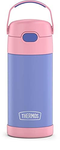 THERMOS Garrafa de canudo infantil Funtainer 355 ml de aço inoxidável isolada a vácuo, roxo/rosa