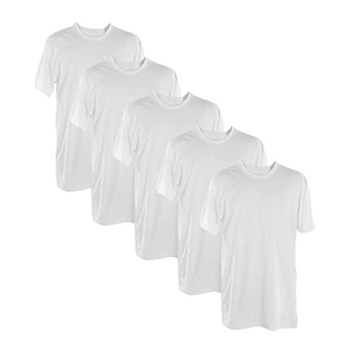 Kit 5 Camisetas Masculinas Básicas 100% Algodão Penteado (Branco, M)