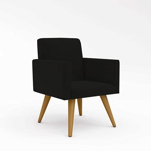 Kit 2 Cadeiras Poltronas Decorativas Recepção Suede Preto Desenho do tecido:Suede; Preto