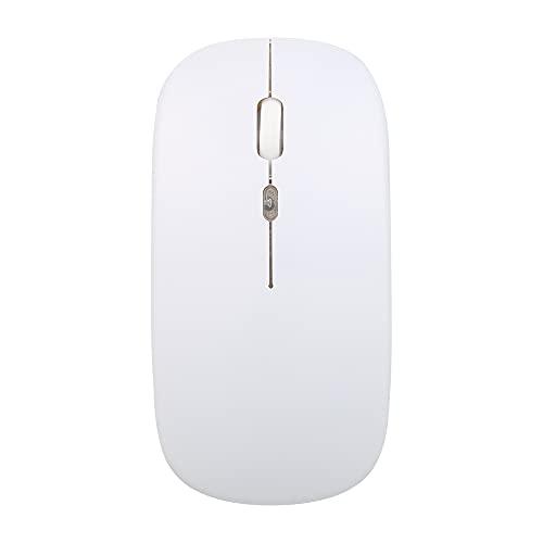 Miaoqian Mouse fino sem fio 2.4G sem ruído, 3 DPI ajustável, 7 cores, luz respiratória mouse recarregável para laptop, branco