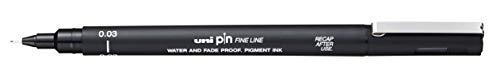 Caneta Técnica 0.03 mm Pin Fine Line, Uni-Ball, Preta, Caixa c/12 unidades
