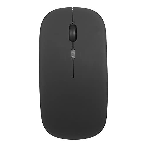 Domary Mouse fino sem fio 2.4G sem ruído, 3 DPI ajustável de 7 cores, luz respiratória mouse recarregável para laptop, preto