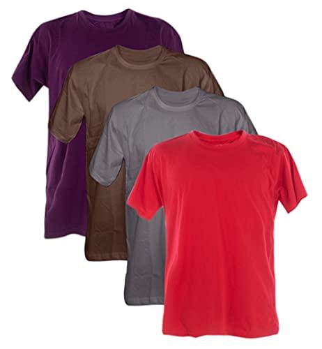 Kit 4 Camisetas 100% Algodão 30.1 Penteadas (Roxo, Marrom, Chumbo, Vermelho, GG)