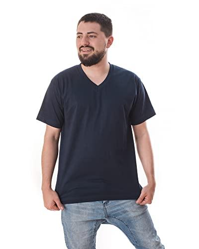 Camiseta Gola V 100% Algodão (Azul Marinho, P)