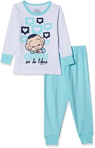 Conj. de Pijama Camisa e Calça, Infantil Meninos, Turma da Mônica, Azul e Branco, 1