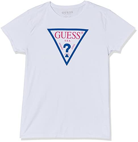 T-Shirt Triangulo Colorido, Guess, Feminino, Branco Com Silk Verde, P