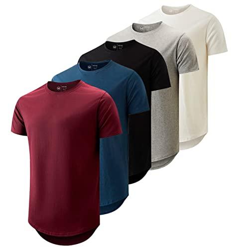 Kit 5 Camisetas Masculina Long Line Cotton Oversize by ZAROC (P, Multicolorido)