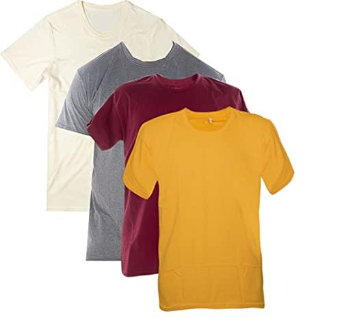 Kit 4 Camisetas 100% Algodão 30.1 Penteadas (Off White, Grafite, Vinho, Ouro, GG)