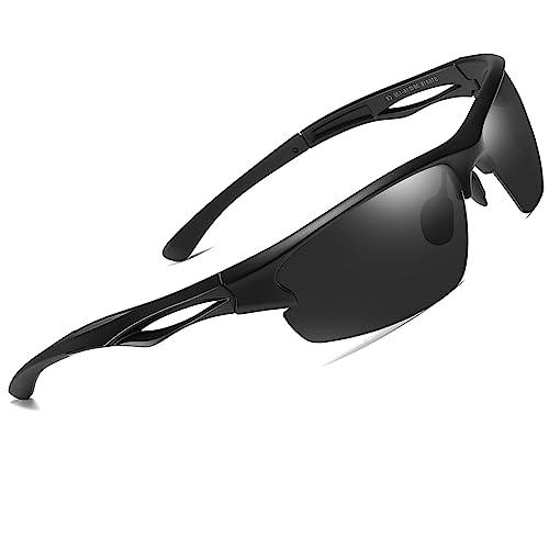 Joopin Óculos de Sol Esportivos Polarizados para Masculino, Óculos de Sol TR90, Óculos de Sol para Ciclismo Ao ar livre Óculos para Homens Proteção UV (Preto Fosco)