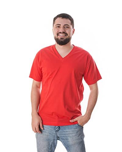 Camiseta Gola V 100% Algodão (Vermelho, G)