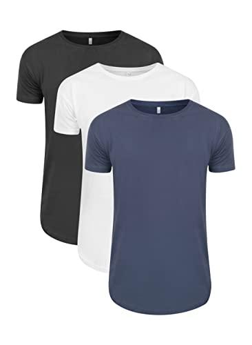 Kit 3 Camisetas Long (Preto, Branco, Azul Marinho, M)