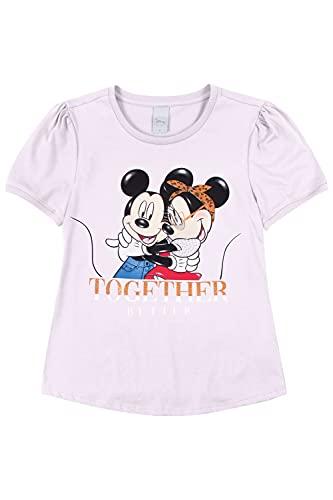 Camiseta Manga Curta Minnie e Mickey, Feminino, Disney, Lilás Claro, GG