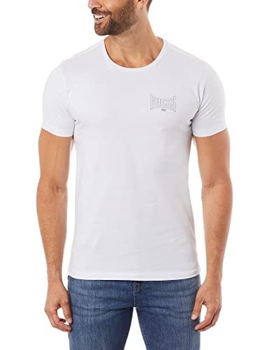 GUESS Silk Peito Peq, T Shirt Masculino, Branco (White), G3