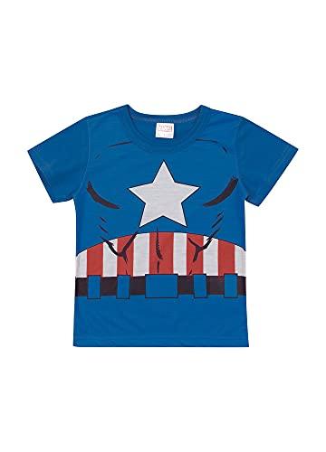 Camiseta Manga Curta Capitão América, Meninos, Marlan, Cobalto, PB