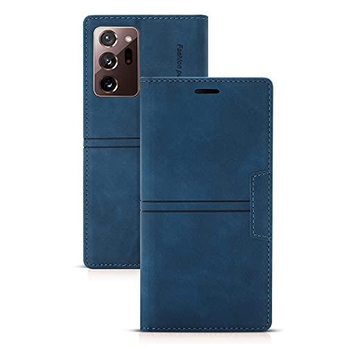 SHUNDA Capa para Samsung Galaxy Note 20 Ultra, Carteira de couro PU capa protetora para telefone com slots de cartão capa à prova de choque - Azul
