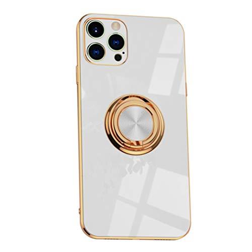 SHUNDA Capa para iPhone 12 Pro Max, capa ultrafina de silicone macio TPU com absorção de choque, capa com suporte magnético para iPhone 12 Pro Max de 6,5 polegadas - branca