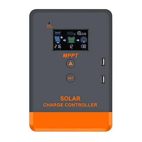 Domary 12 Volt/24 Volt Tensão Automática MPPT Controlador Solar Painel Solar Regulador Display LCD Controlador Solar com Luz de Fundo Vários Modos de Controle de Carga Controlador Solar