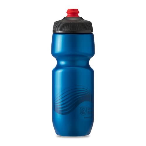 Polar Bottle Garrafa de água leve Breakaway Wave para bicicleta - livre de BPA, garrafa de compressão para ciclismo e esportes (azul escuro e carvão, 680 g)