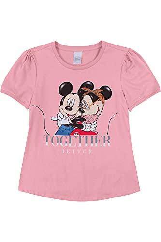 Camiseta Manga Curta Minnie e Mickey, Feminino, Disney, Rosa, P