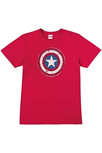 Camiseta Manga Curta Capitão América, Masculino, Marvel, Vermelho Escuro, GG