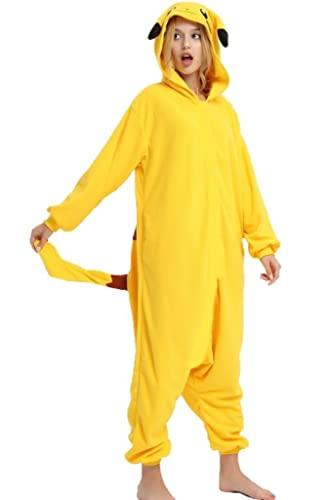 Pijama Importado Pikachu Kigurumi Peludinho Unissex Tamanho: P 1,40-1,50; Cor: Amarelo