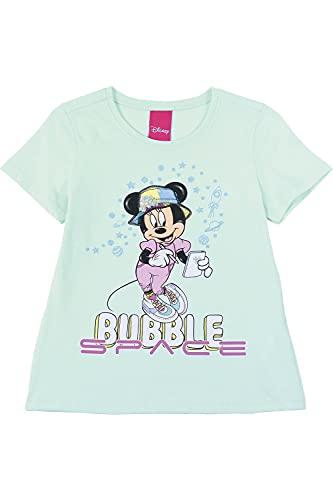 Camiseta Manga Curta, Meninas, Disney, Minnie, Azul Claro, 8