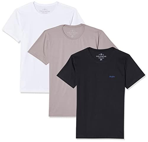 PW Kit C/3 Camiseta Masc GC Polo Wear, Bra/Prt/Cinz, M