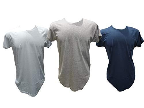 Kit 3 Camisetas Long (Branca, Azul Marinho, Cinza Mescla, G)