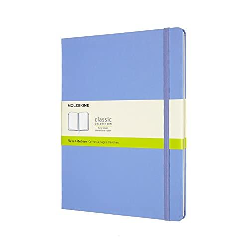 Moleskine Caderno clássico, capa dura, GG (19 x 24 cm), liso/branco, azul hortênsia, 192 páginas
