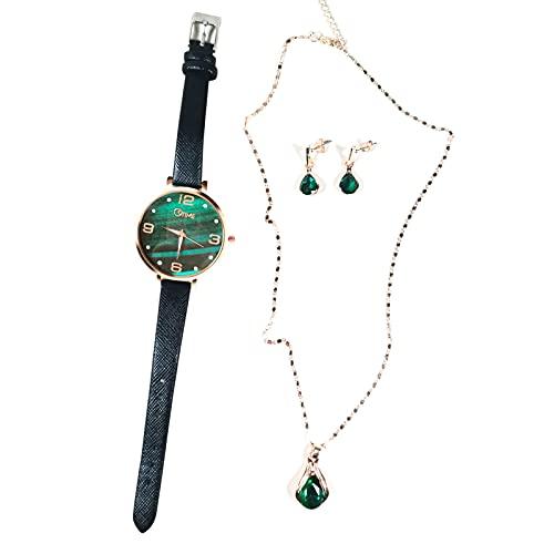 Conjunto de presente de brincos de colar de relógio de 4 unidades,4 peças de colar de relógios femininos e brincos conjunto de presente para mulheres, moda feminina, joias, conjunto de presente para meninas e mulheres